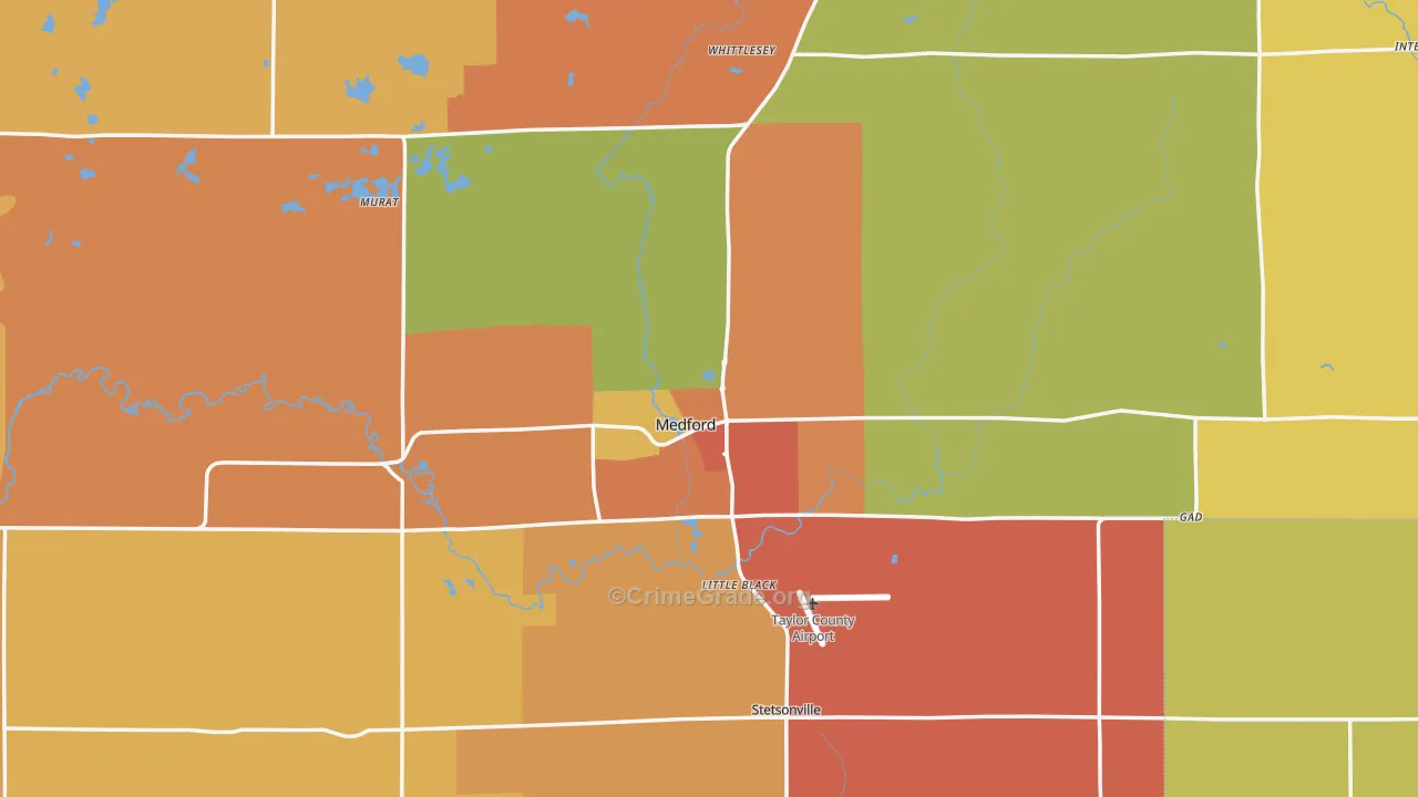 Medford, WI Map of Robbery Rates