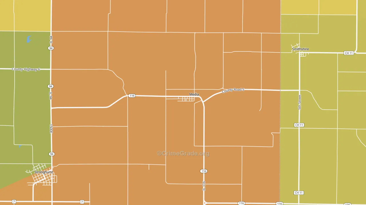 Media, IL Map of Robbery Rates