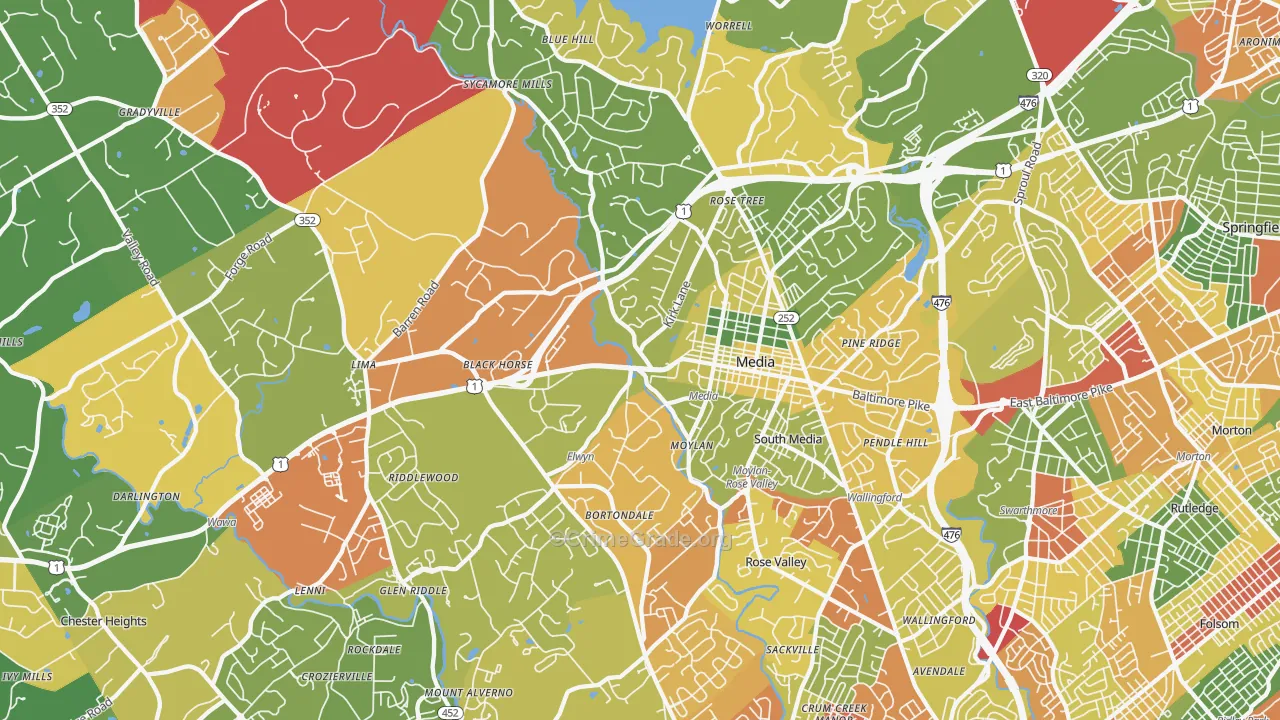 Media, PA Map of Robbery Rates
