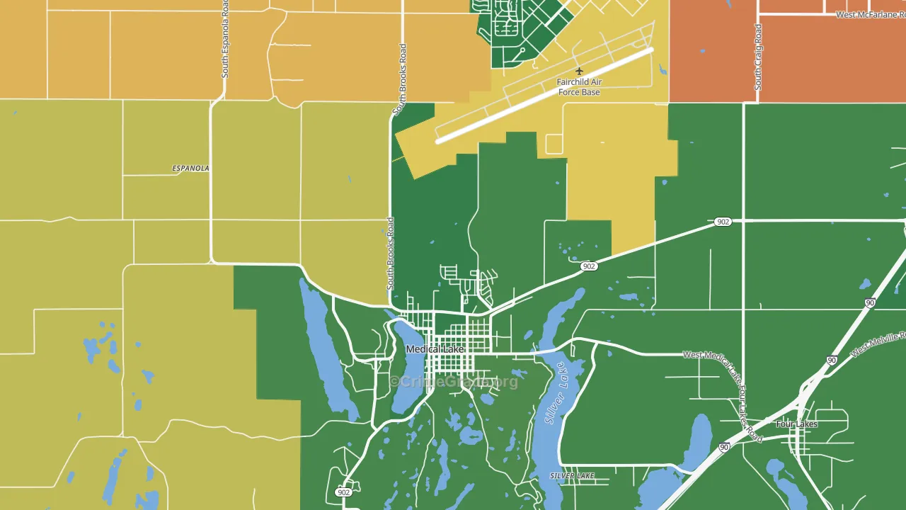 Medical Lake, WA Map of Robbery Rates