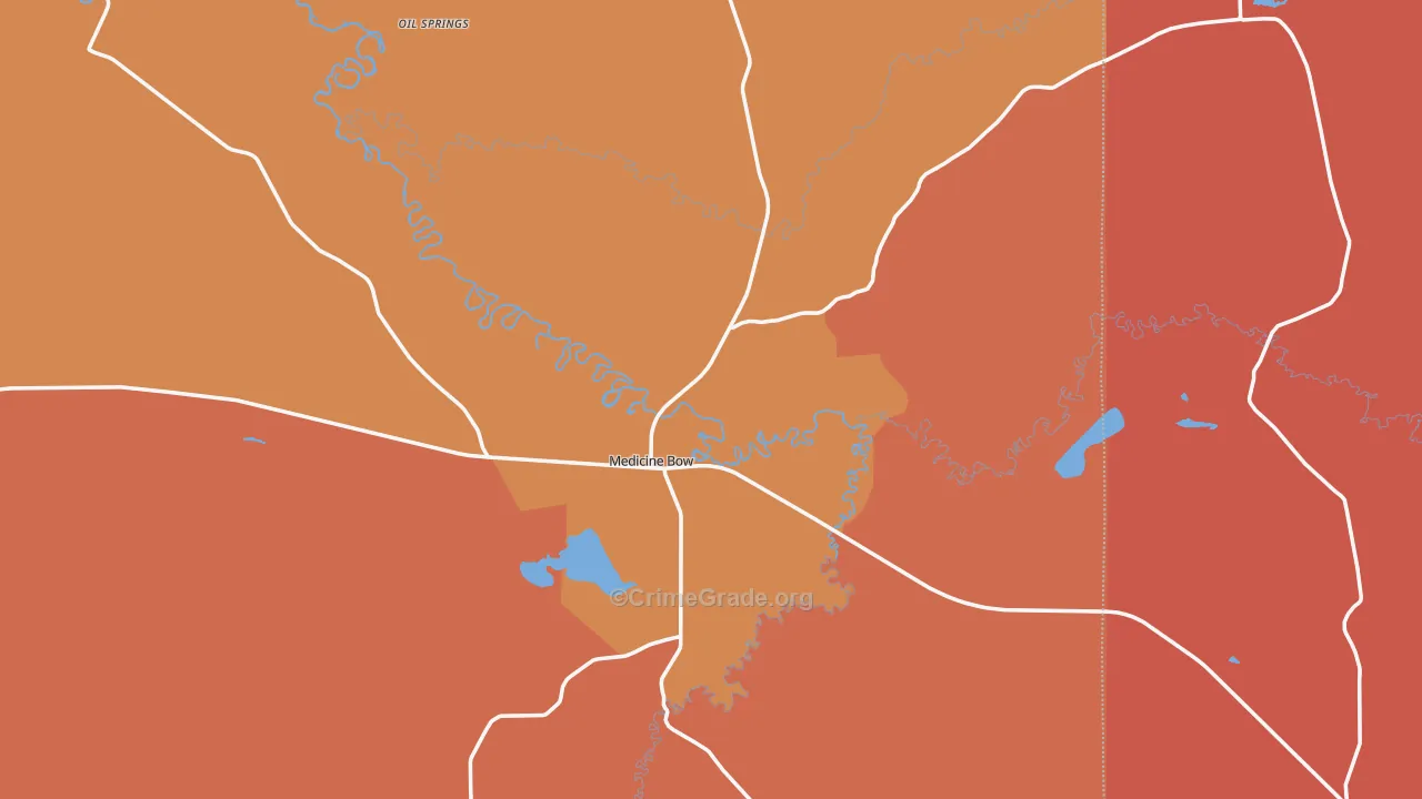 Medicine Bow, WY Map of Robbery Rates
