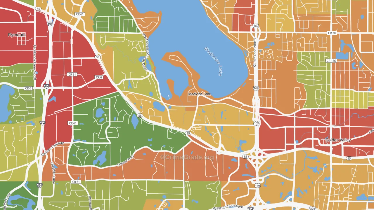 Medicine Lake, MN Map of Robbery Rates