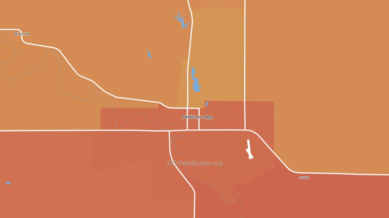 Medicine Lodge, KS Map of Robbery Rates