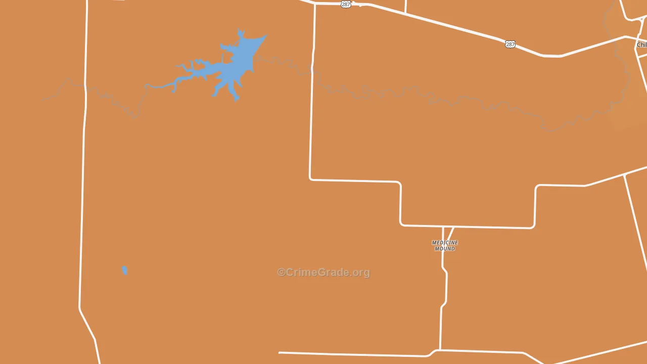 Medicine Mound, TX Map of Robbery Rates