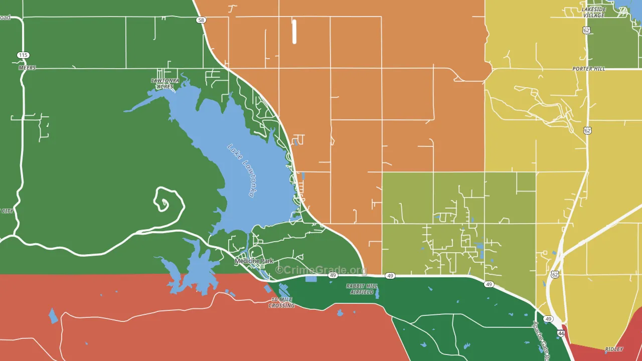 Medicine Park, OK Map of Robbery Rates