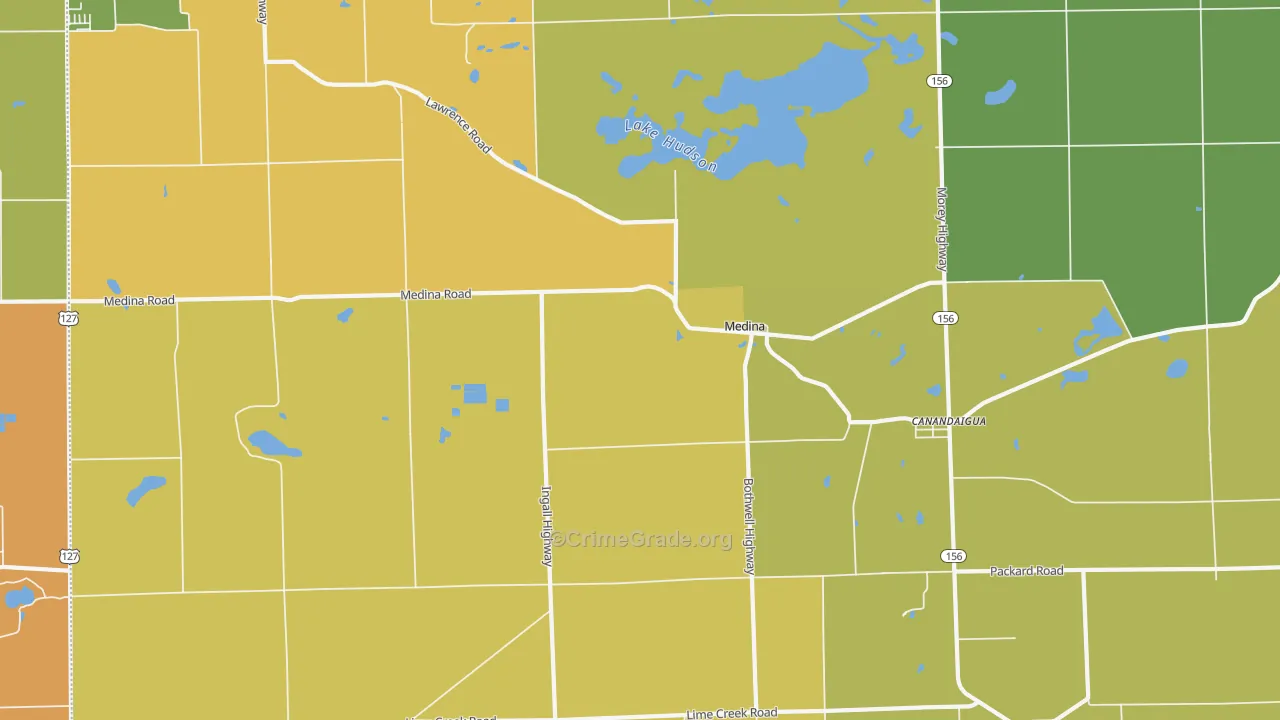 Medina, MI Map of Robbery Rates