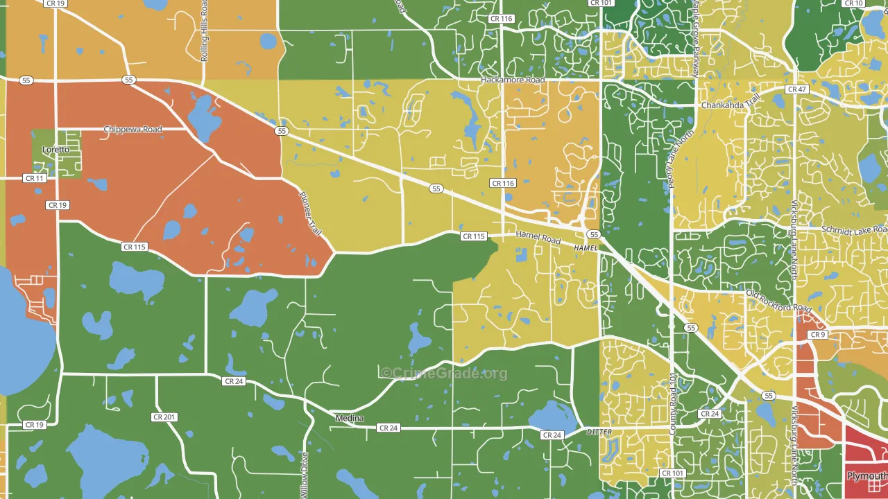 Medina, MN Map of Robbery Rates