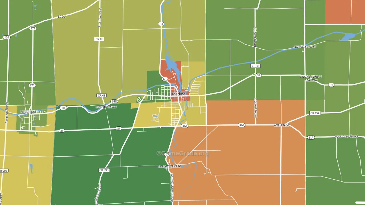 Medina, NY Map of Robbery Rates