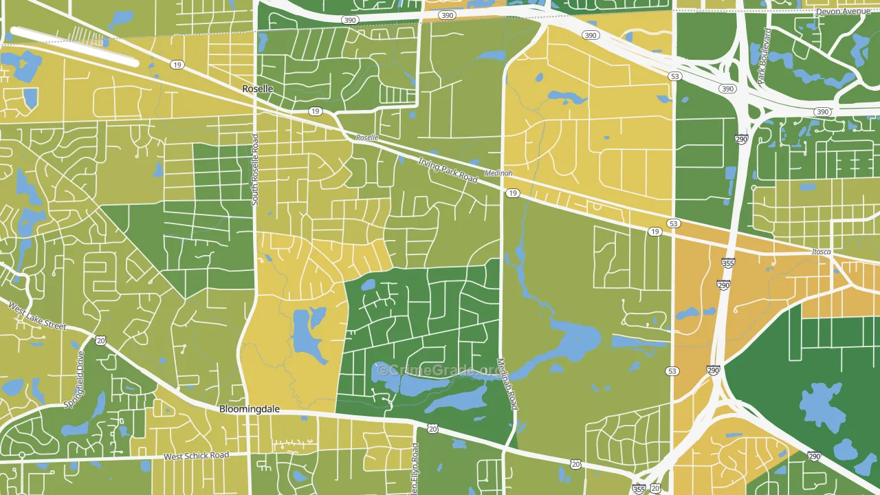 Medinah, IL Map of Robbery Rates