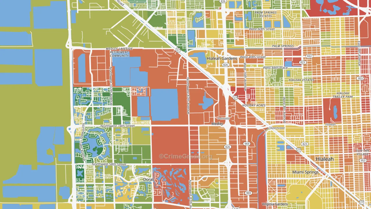 Medley, FL Map of Robbery Rates