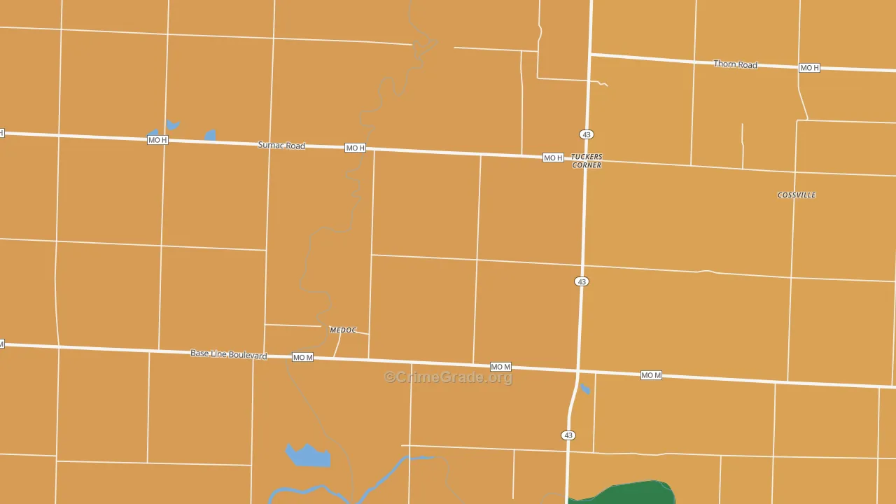 Medoc, MO Map of Robbery Rates