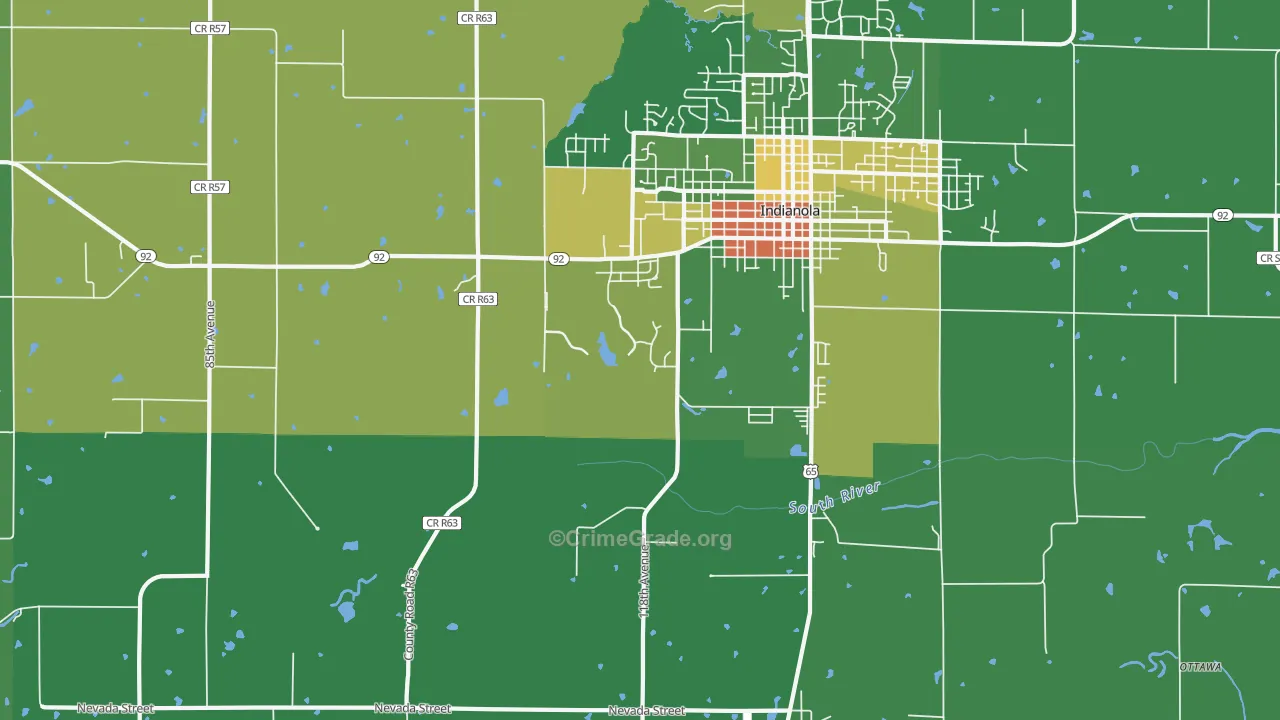 Medora, IA Map of Robbery Rates