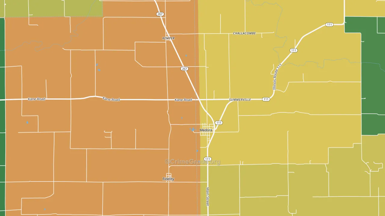 Medora, IL Map of Robbery Rates