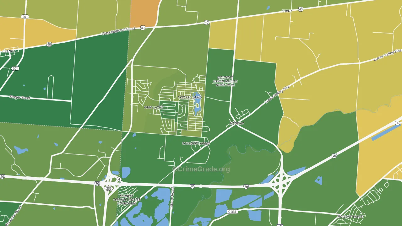 Medway, OH Map of Robbery Rates
