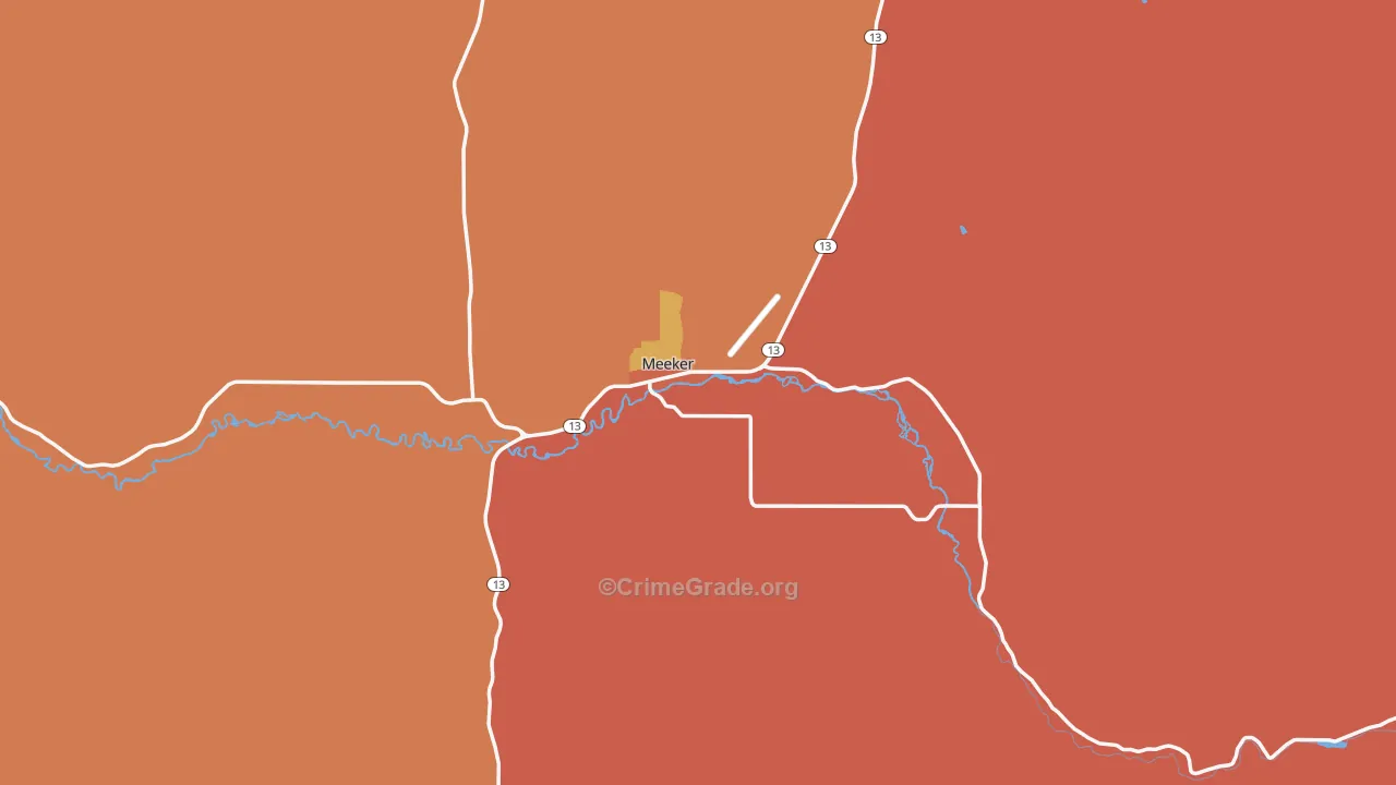 Meeker, CO Map of Robbery Rates