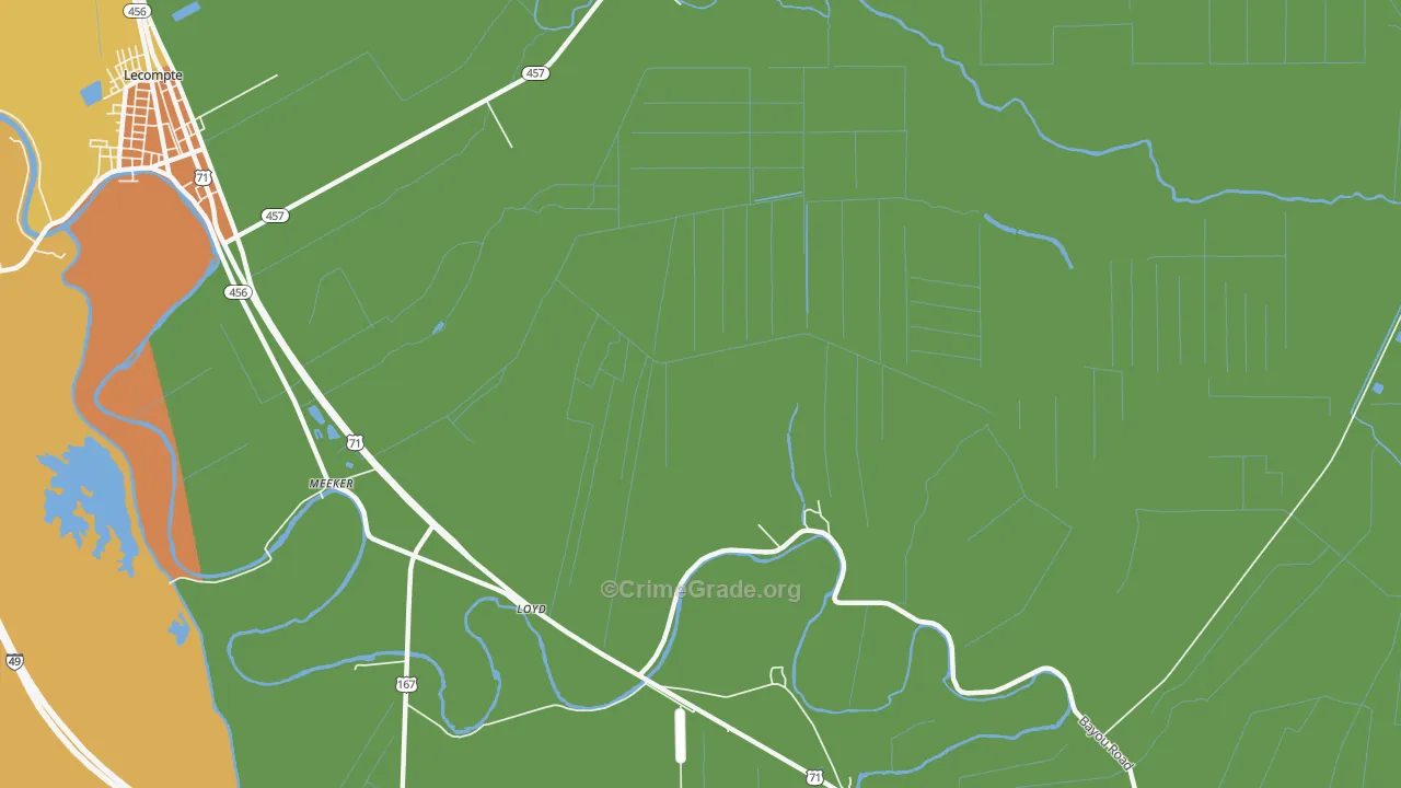 Meeker, LA Map of Robbery Rates