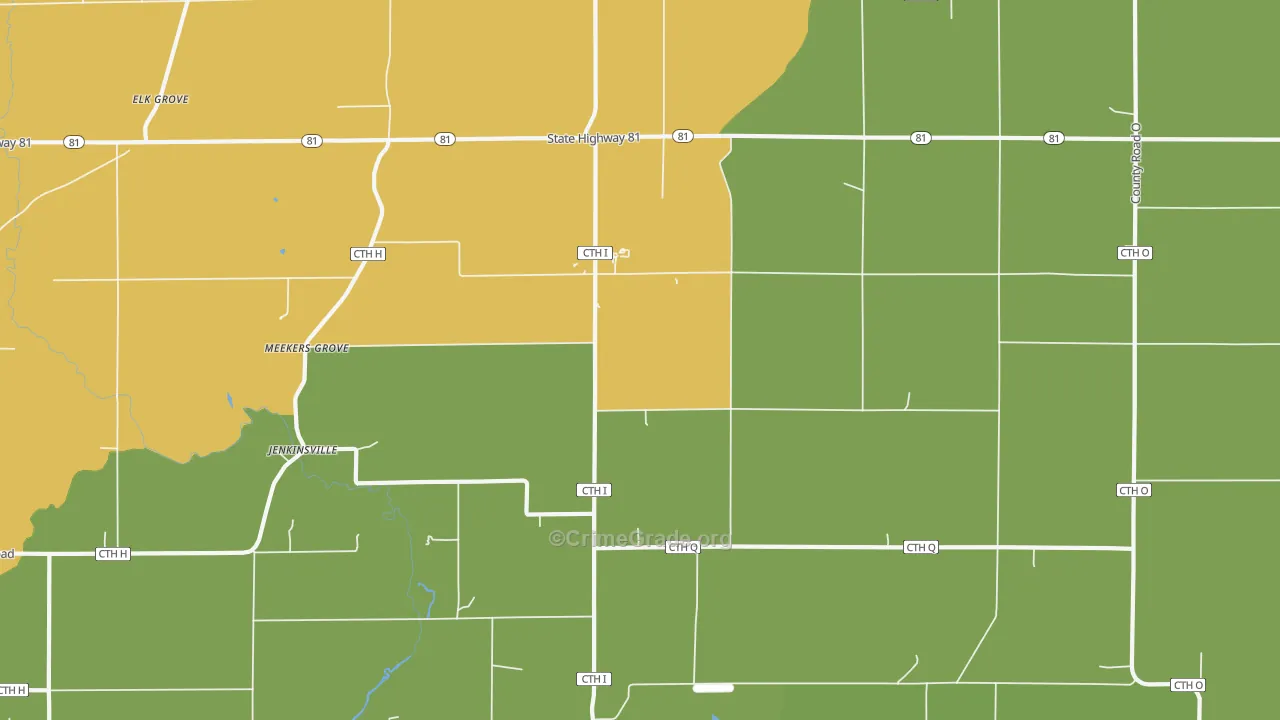 Meekers Grove, WI Map of Robbery Rates