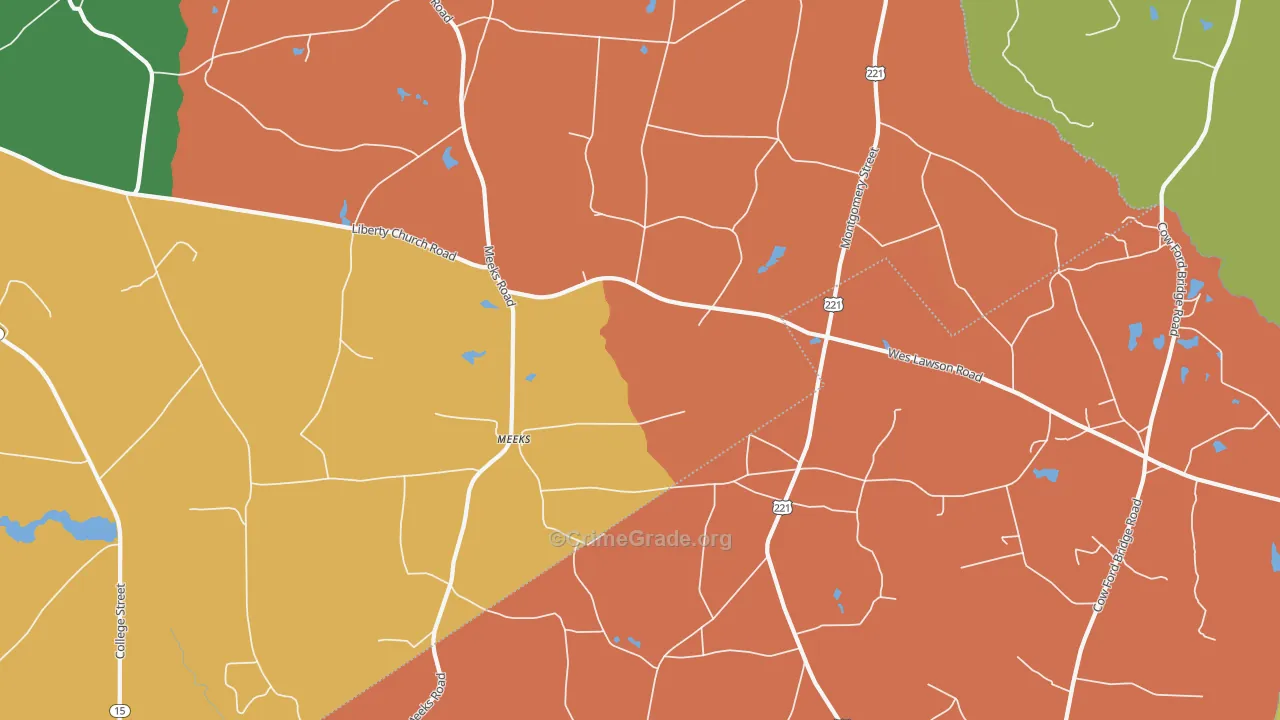Meeks, GA Map of Robbery Rates