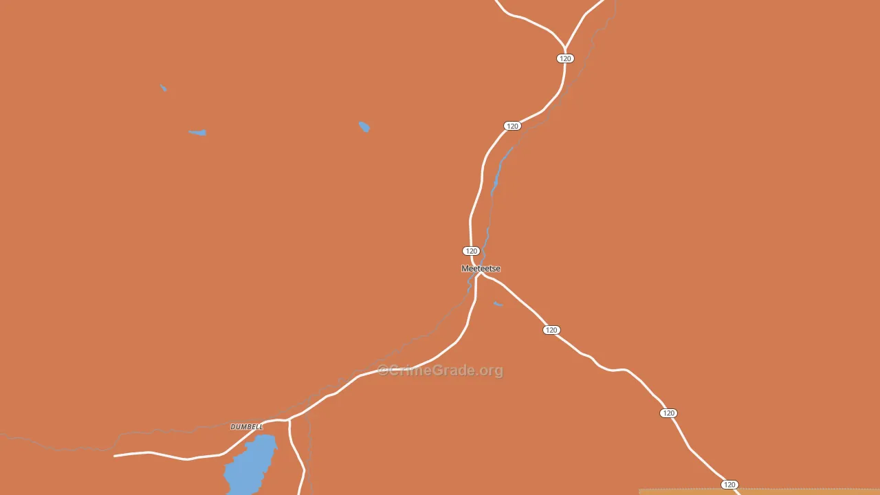 Meeteetse, WY Map of Robbery Rates