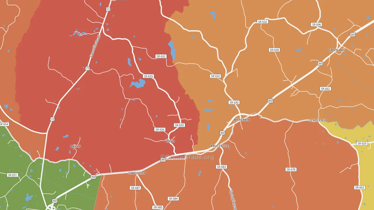 Meherrin, VA Map of Robbery Rates