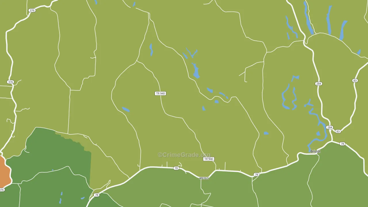 Meigs, OH Map of Robbery Rates