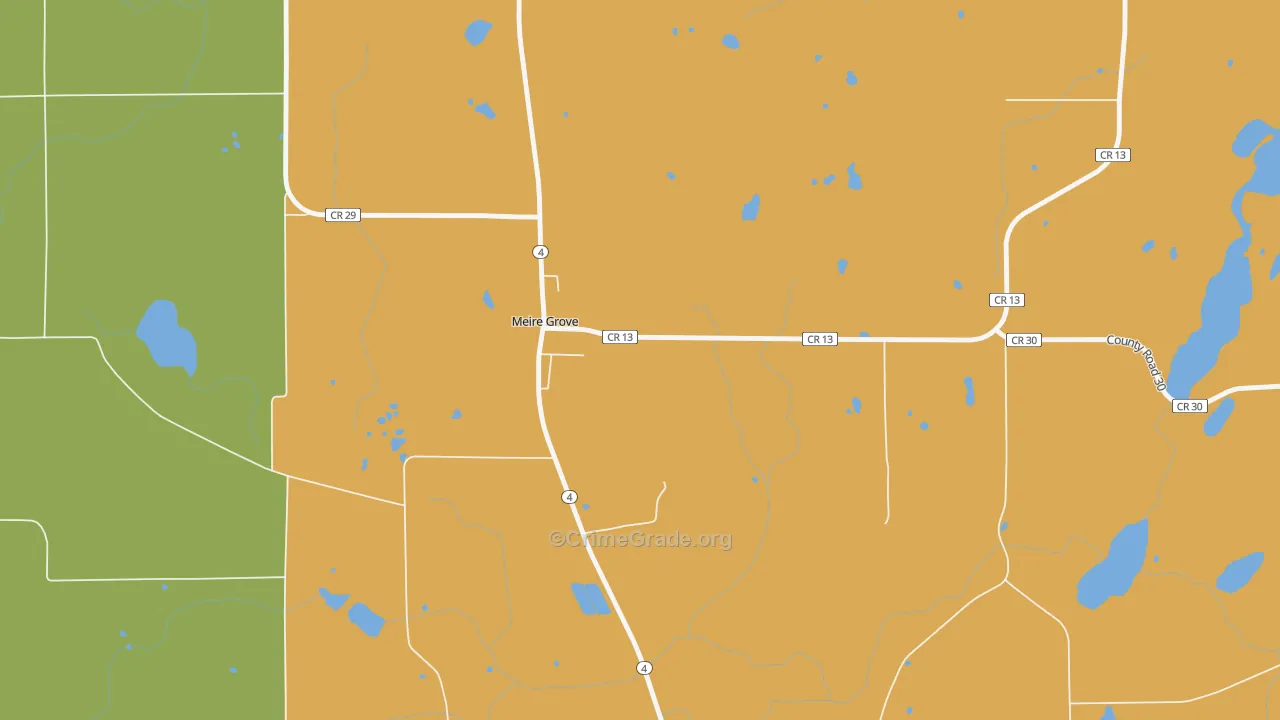 Meire Grove, MN Map of Robbery Rates