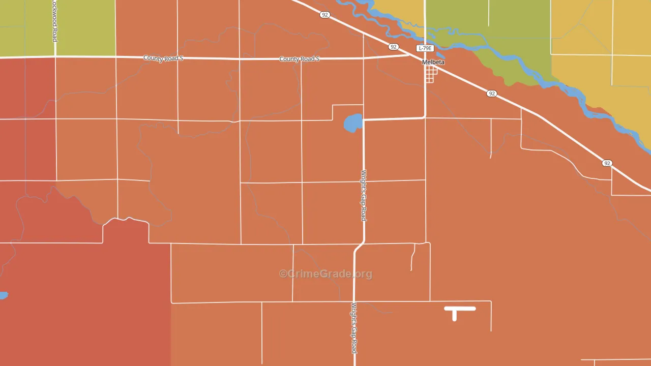 Melbeta, NE Map of Robbery Rates