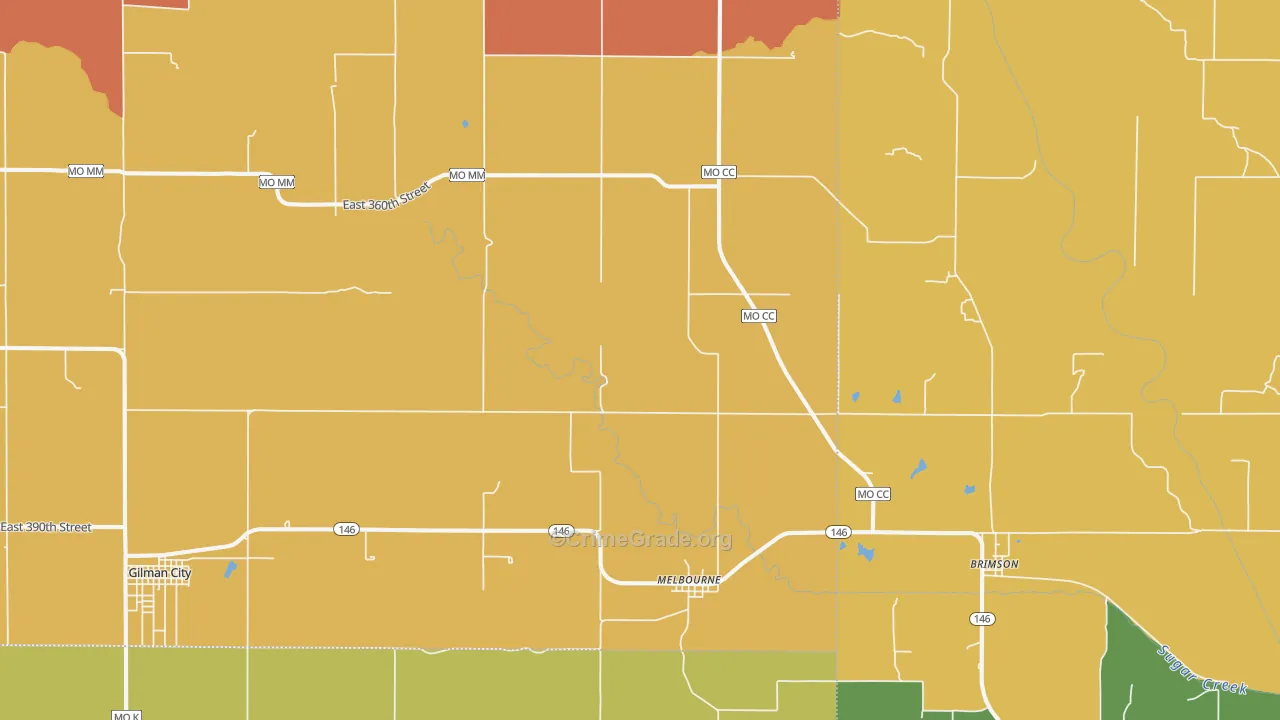 Melbourne, MO Map of Robbery Rates