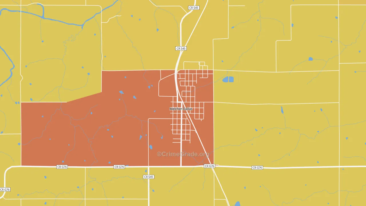 Melcher-Dallas, IA Map of Robbery Rates