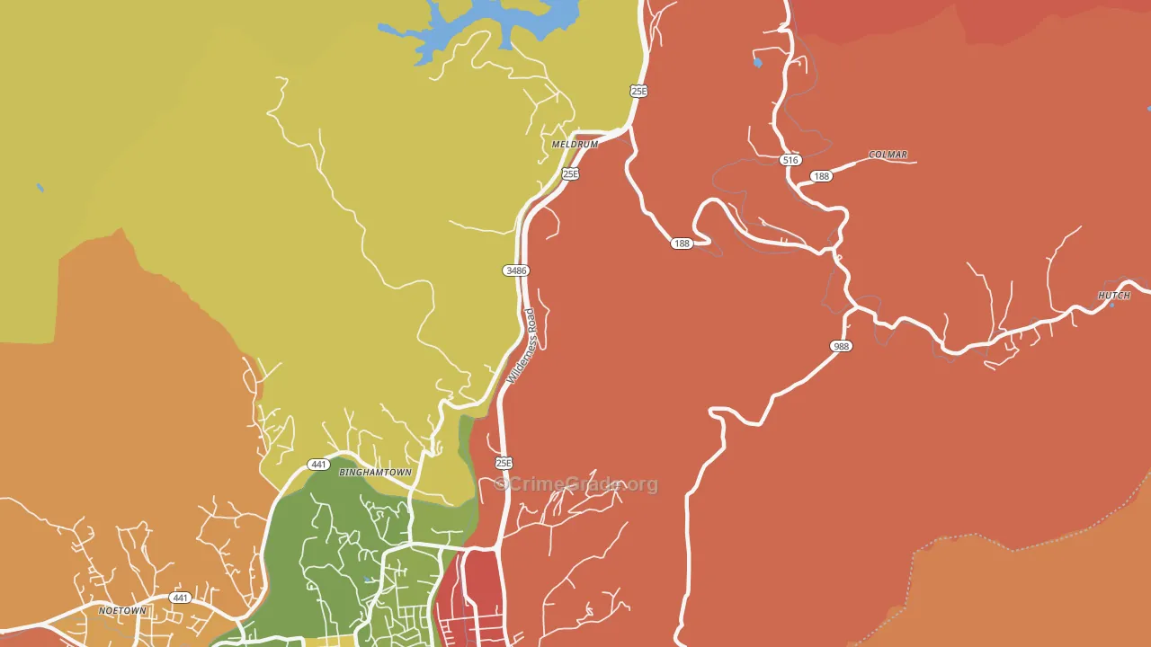 Meldrum, KY Map of Robbery Rates