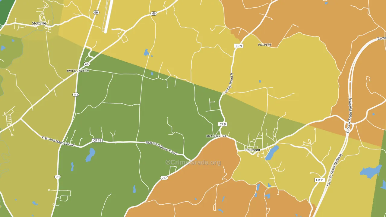 Mellenville, NY Map of Robbery Rates