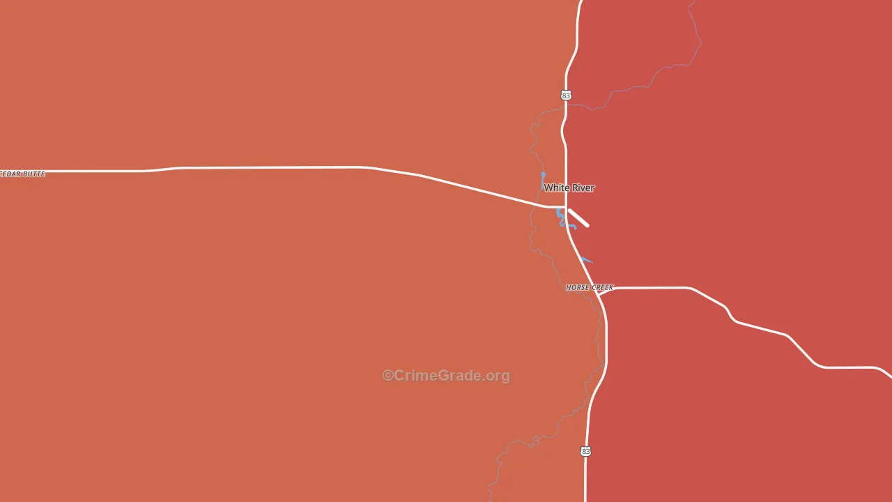 Mellette County, SD Map of Robbery Rates