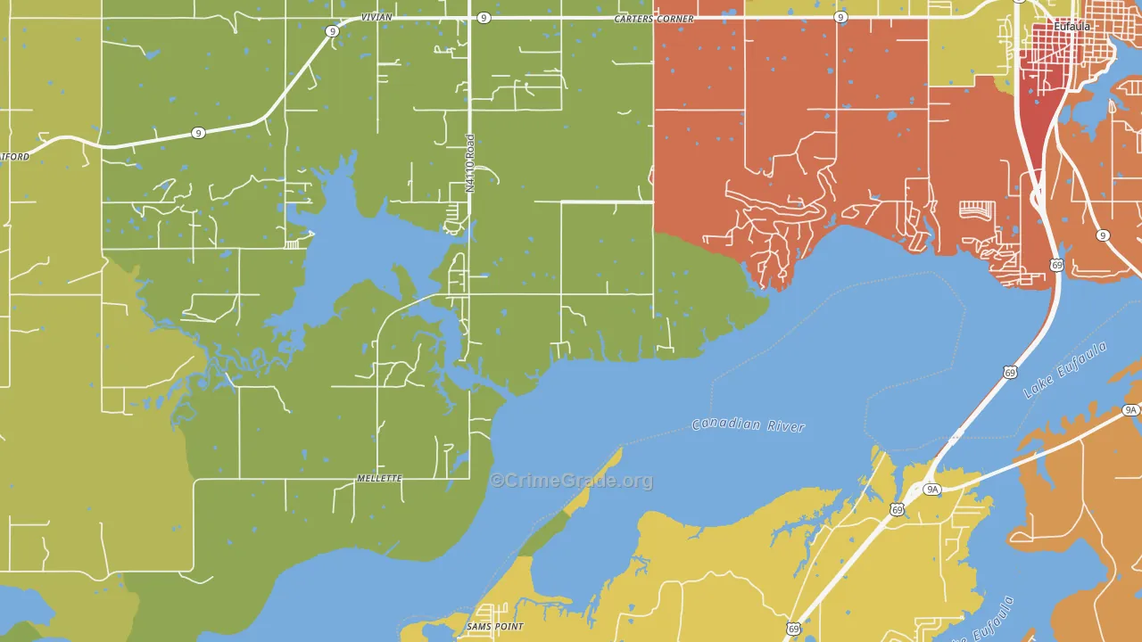 Mellette, OK Map of Robbery Rates
