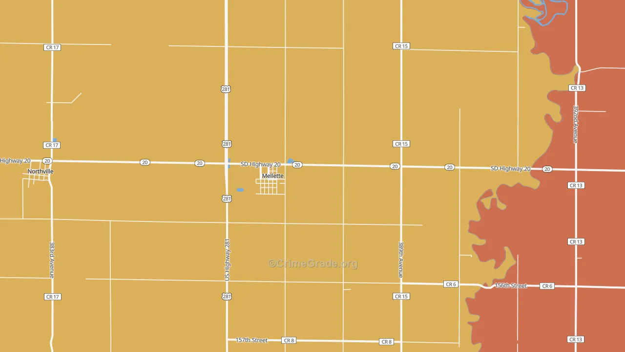 Mellette, SD Map of Robbery Rates