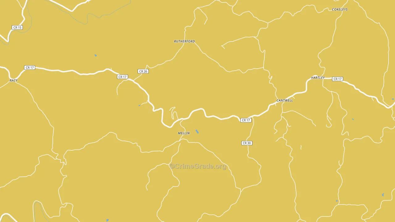 Mellin, WV Map of Robbery Rates