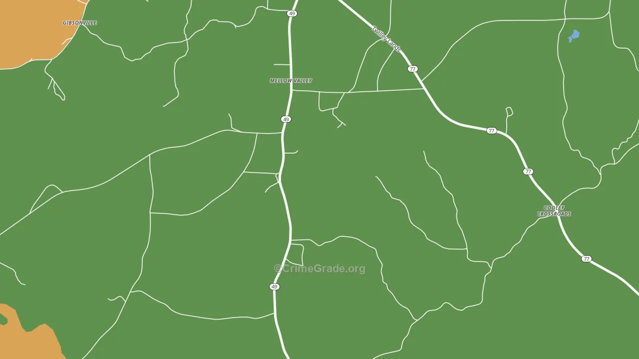 Mellow Valley, AL Map of Robbery Rates