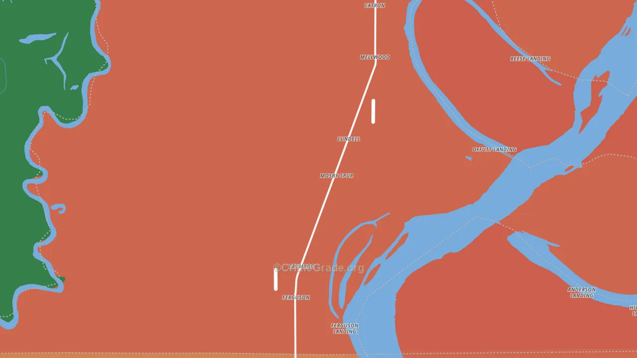 Mellwood, AR Map of Robbery Rates