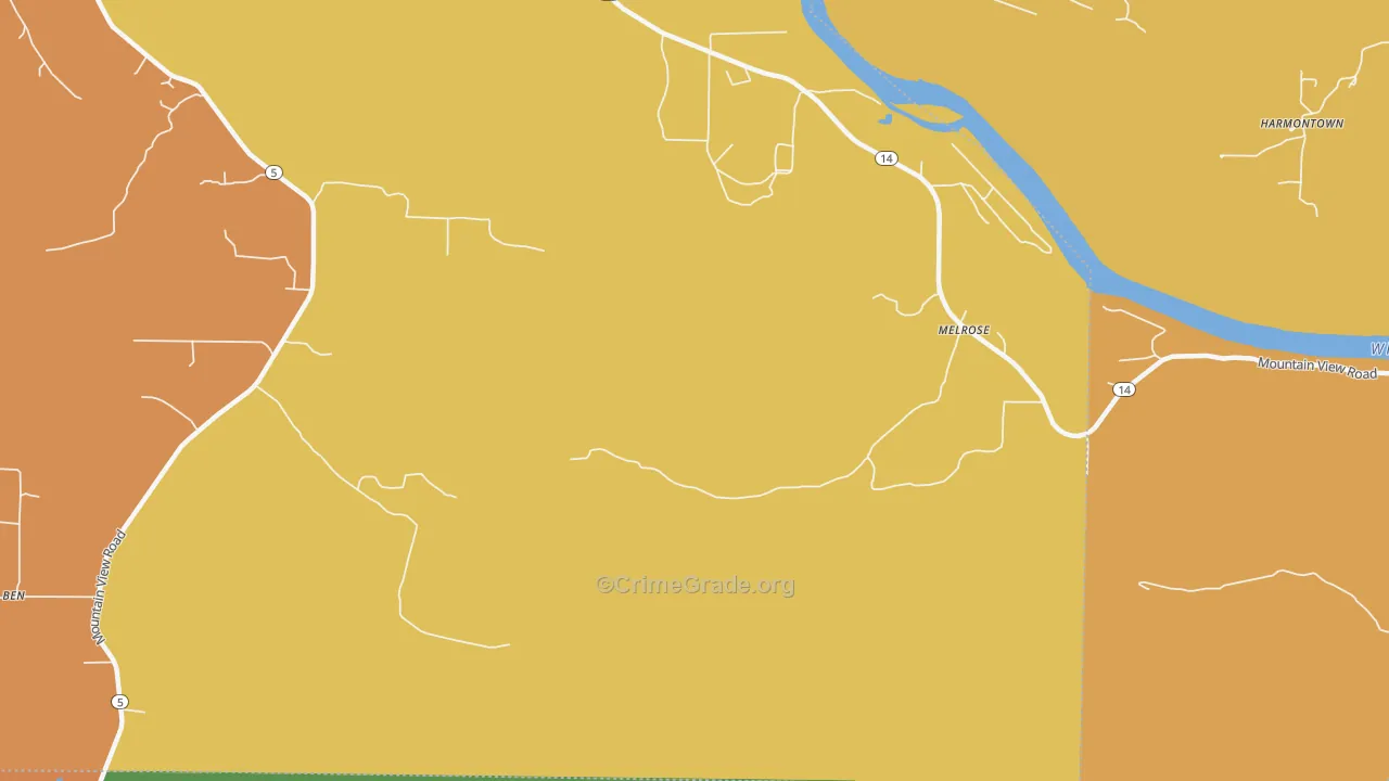 Melrose, AR Map of Robbery Rates