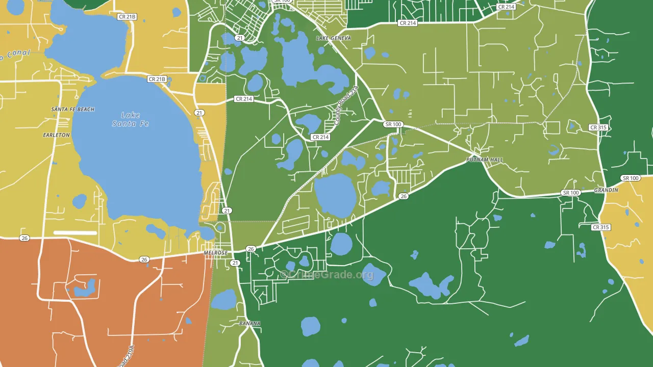 Melrose, FL Map of Robbery Rates