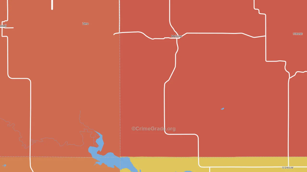 Melrose, IA Map of Robbery Rates