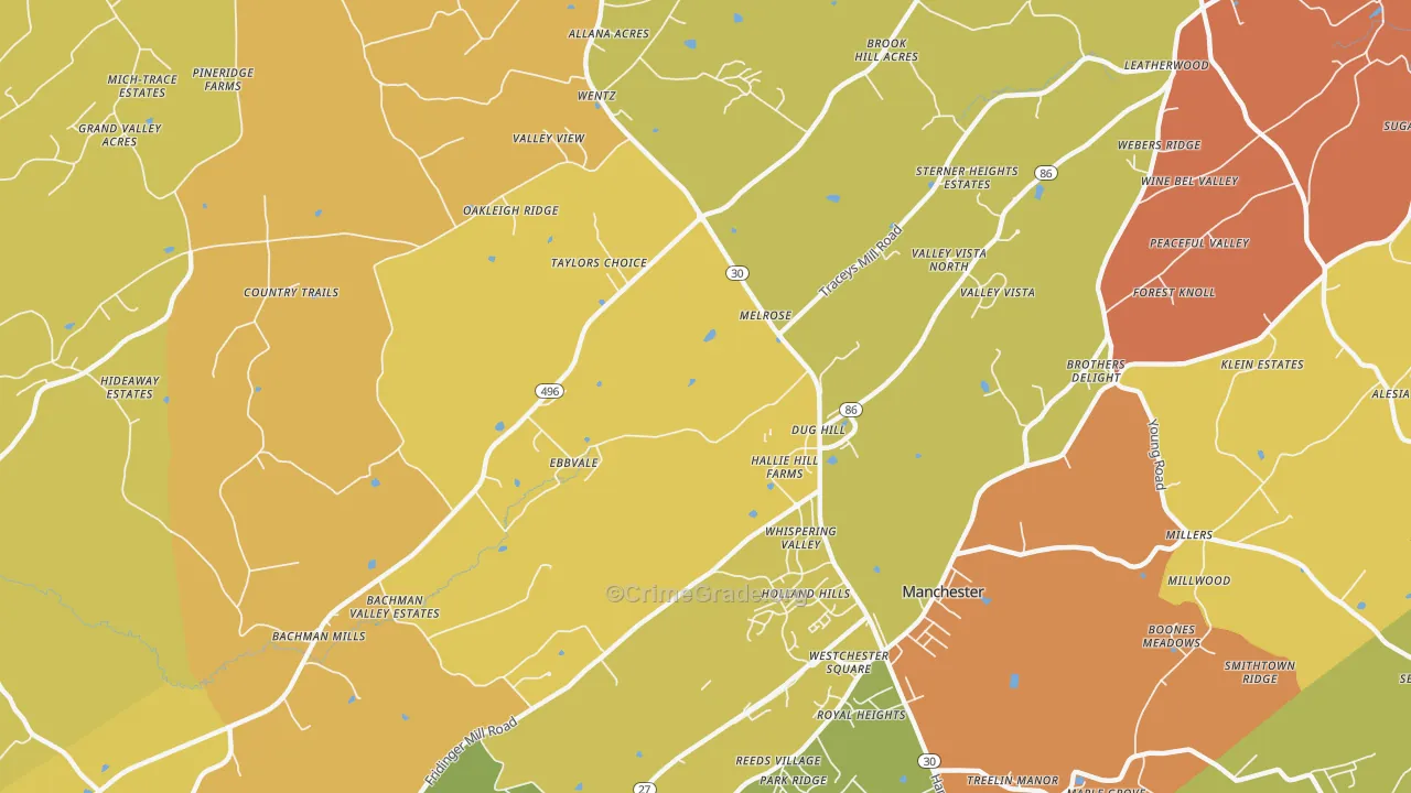 Melrose, MD Map of Robbery Rates