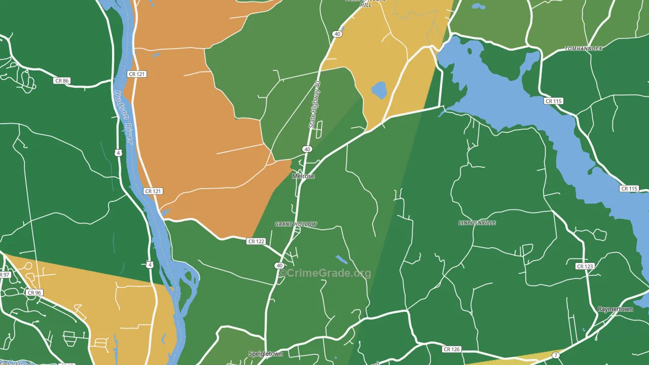 Melrose, NY Map of Robbery Rates