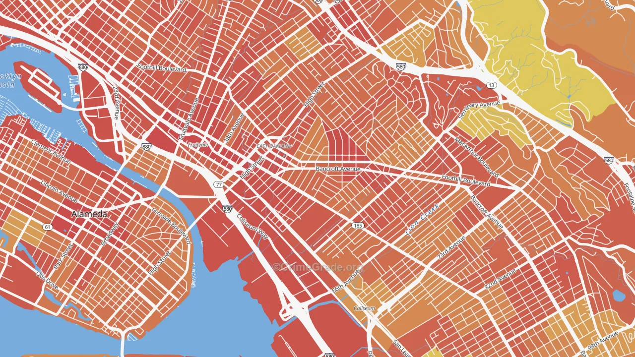 Melrose, Oakland, CA Map of Robbery Rates