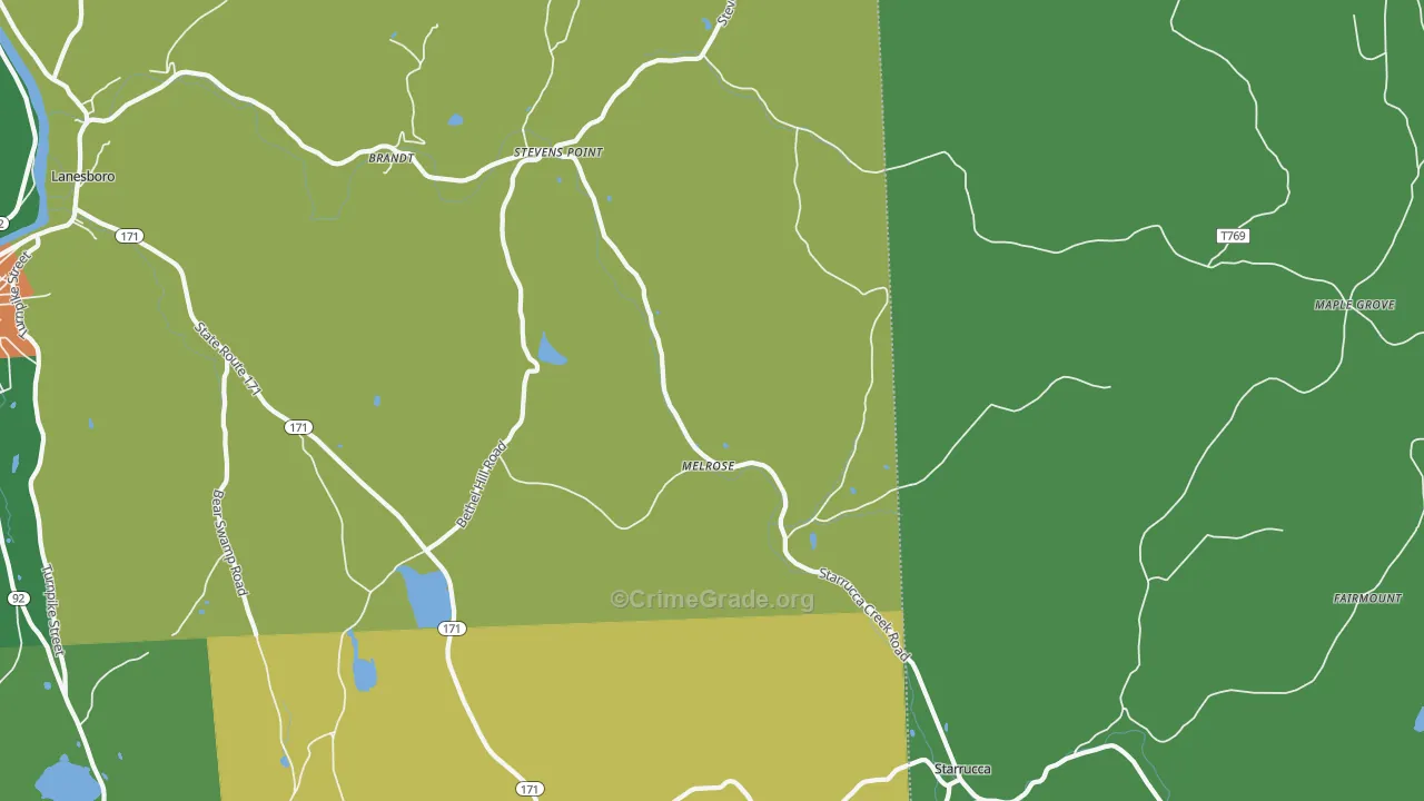 Melrose, PA Map of Robbery Rates