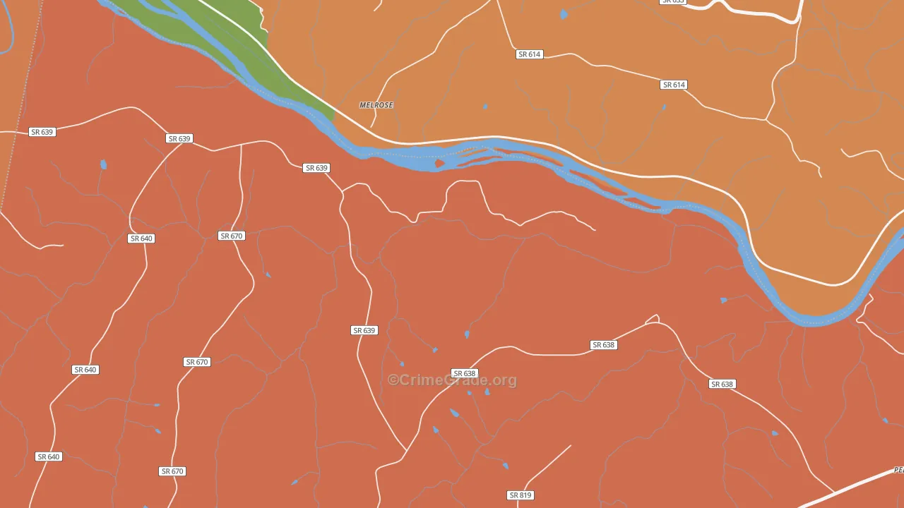 Melrose, VA Map of Robbery Rates