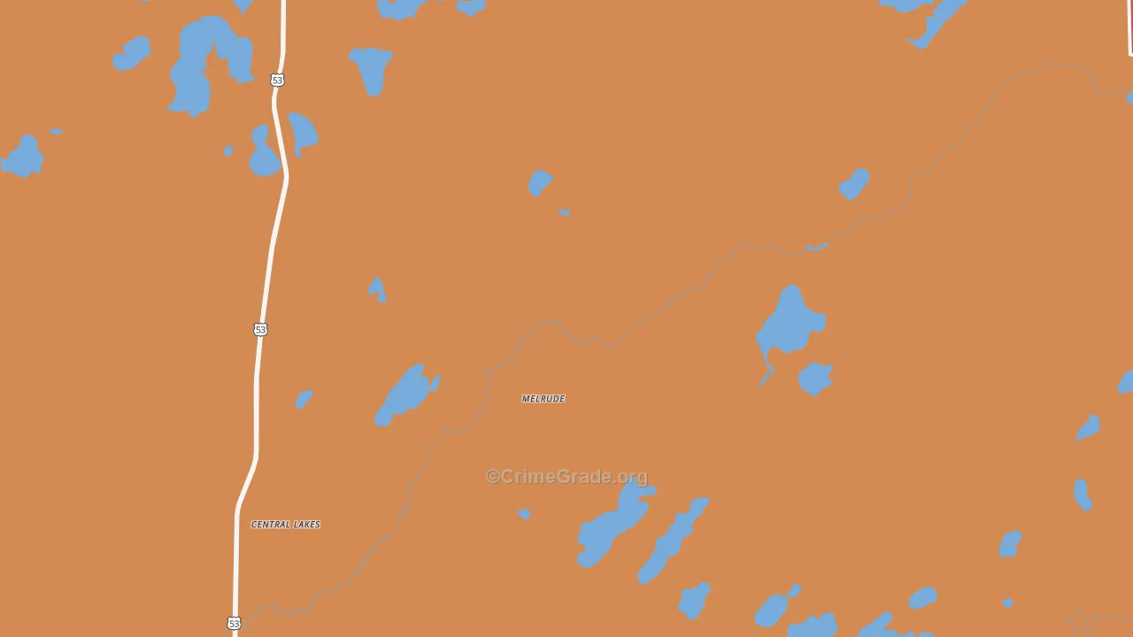 Melrude, MN Map of Robbery Rates