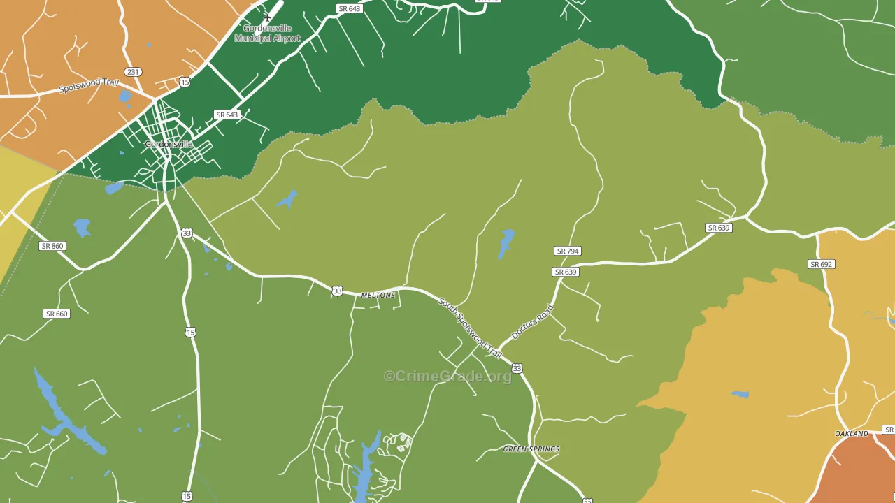 Melton, VA Map of Robbery Rates
