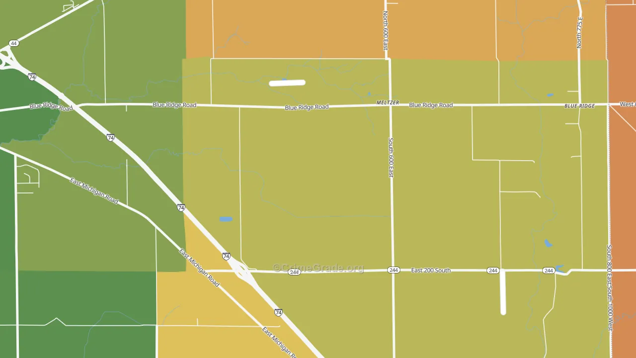 Meltzer, IN Map of Robbery Rates