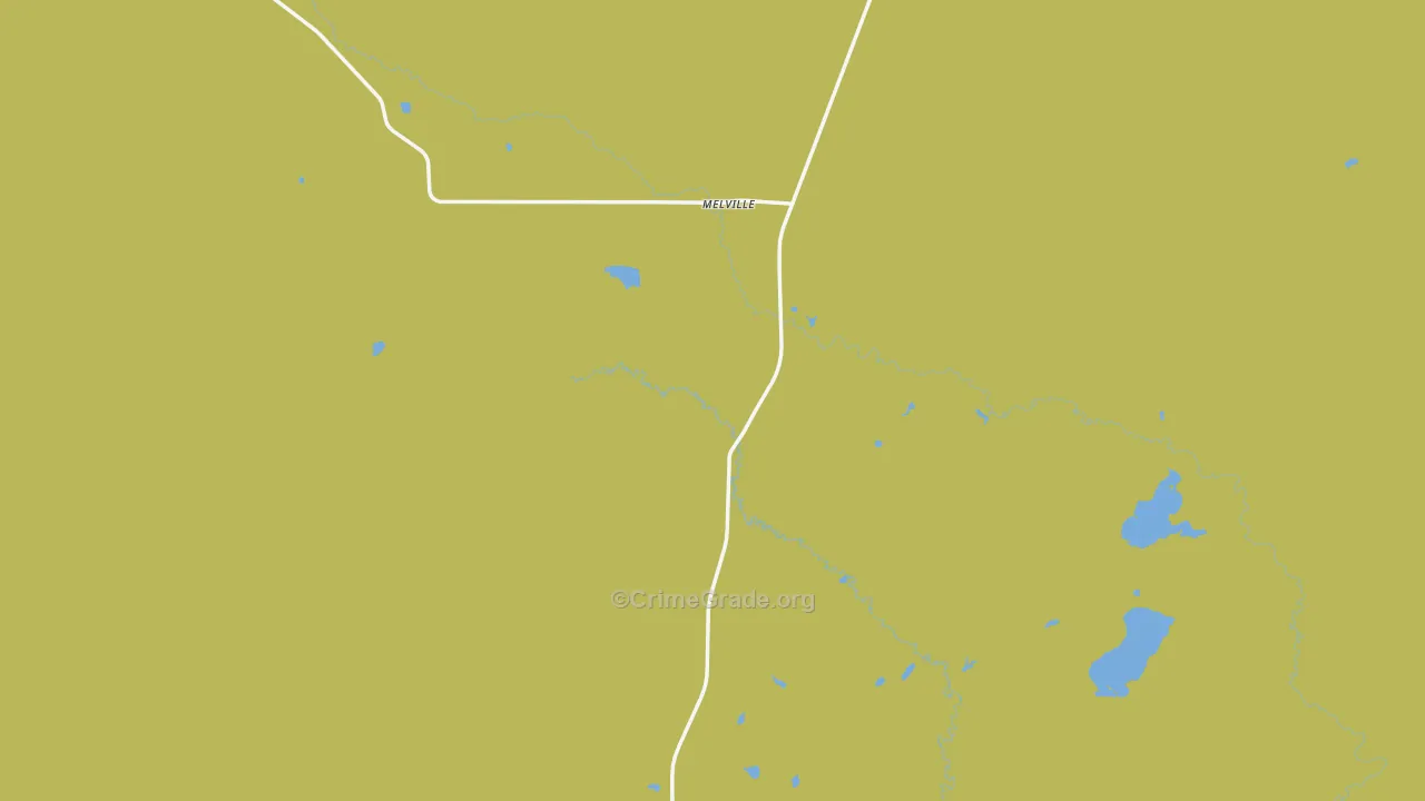 Melville, MT Map of Robbery Rates