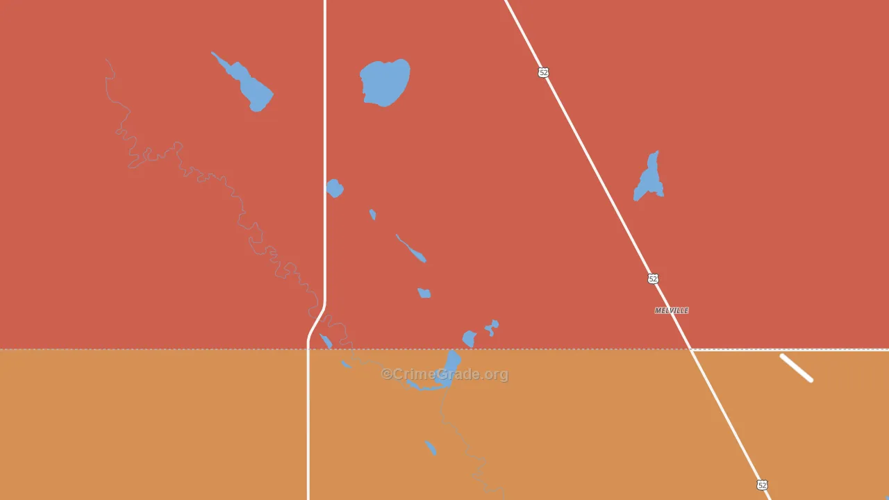 Melville, ND Map of Robbery Rates